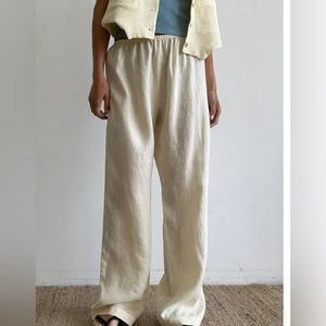 Donni Cream Linen Simple Pant Medium